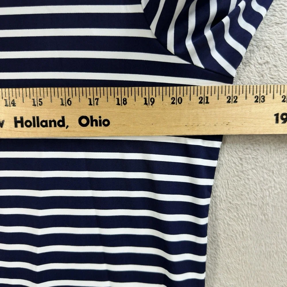 Lands' End Nautical Stripe Dress Swim‎ Cover Up Nylon Spandex Sz L Resortwear